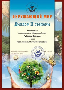 Губатова Эвелина_Диплом II степени (Сумма баллов)_